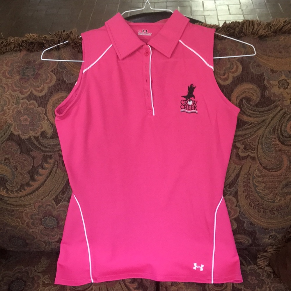 NWOT Under Armour Sleeveless Pink Golf Polo sz S